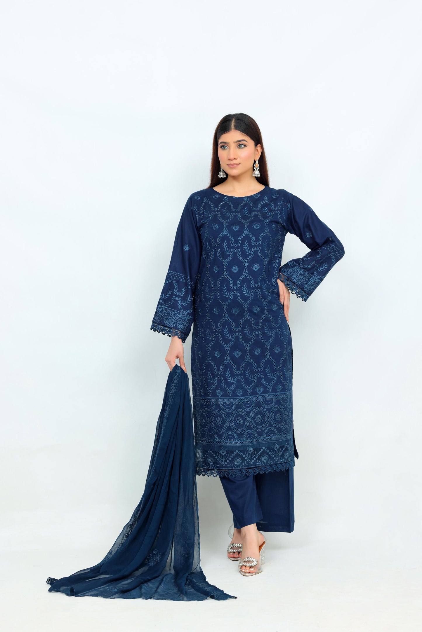 IB904 - Embroidered 3-Piece Unstitched Suit