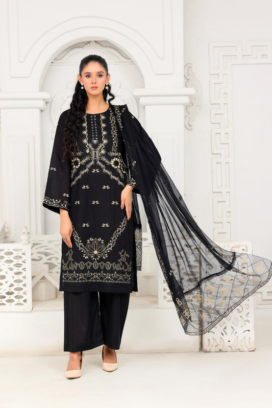 IB908 - Embroidered 3-Piece Unstitched Suit