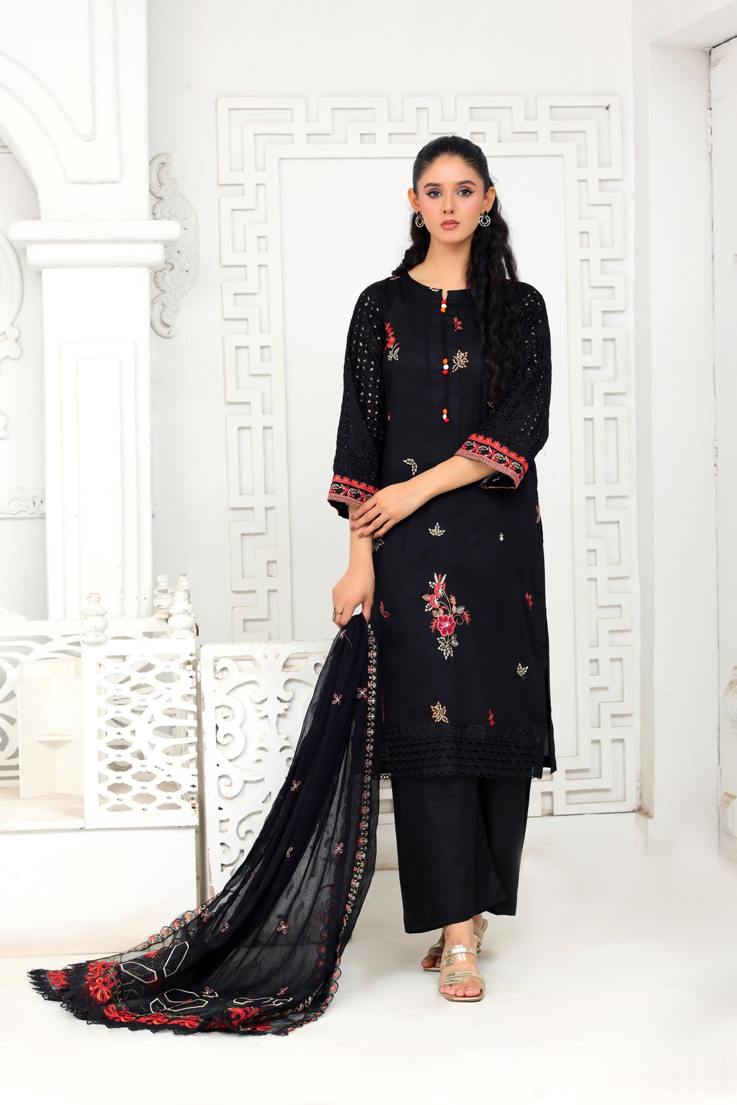 IB901 - Embroidered 3-Piece Unstitched Suit