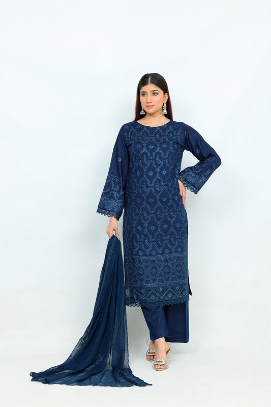 IB904 - Embroidered 3-Piece Unstitched Suit
