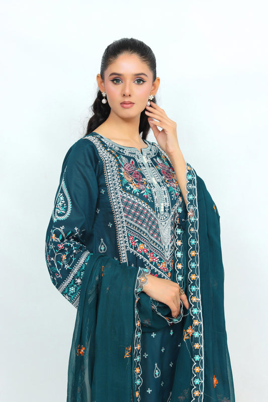 IB902 - Embroidered 3-Piece Unstitched Suit