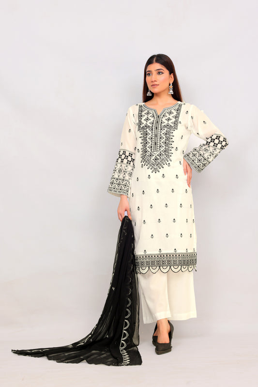 FF3075 – 3PC Unstitched Embroidered Lawn Suit