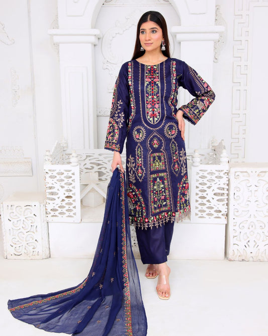 FF3028 – 3PC Unstitched Embroidered Lawn Suit