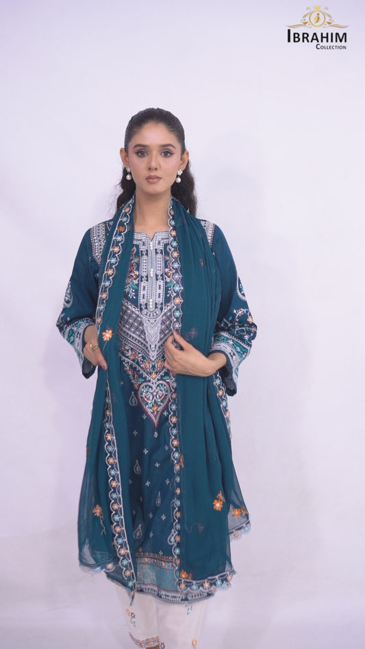 IB902 - Embroidered 3-Piece Unstitched Suit